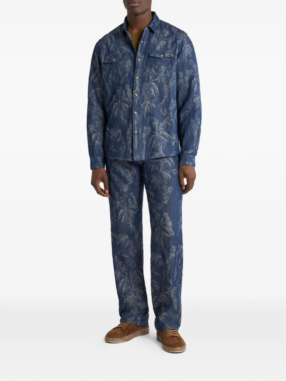  Etro Vaqueros Con Motivo En Jacquard - Azul 