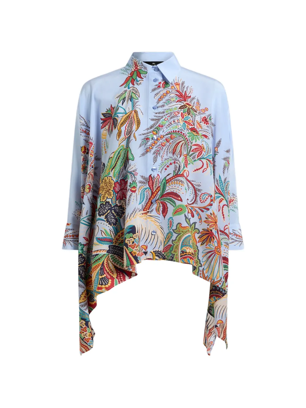 ETRO paisley-print hanky-hem silk shirt - Blue