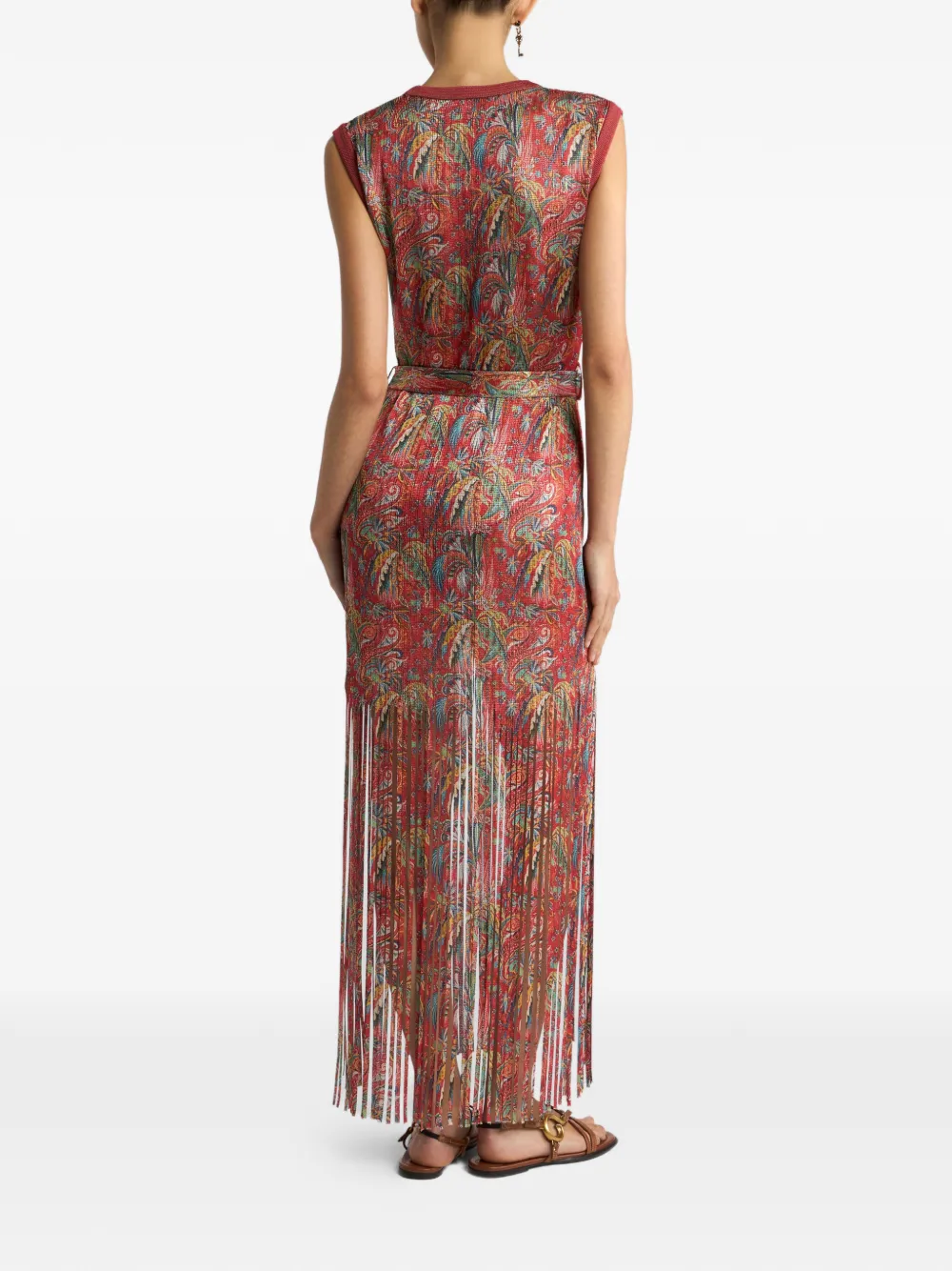 ETRO Maxi-jurk met paisley-print en franje Rood