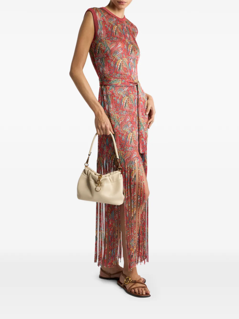ETRO Maxi-jurk met paisley-print en franje Rood