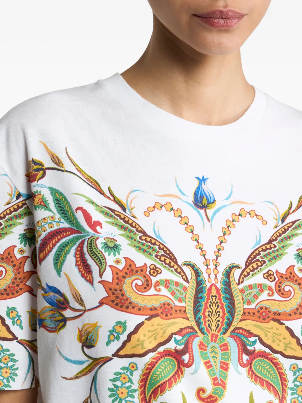 ETRO T-shirt met paisley-print Wit