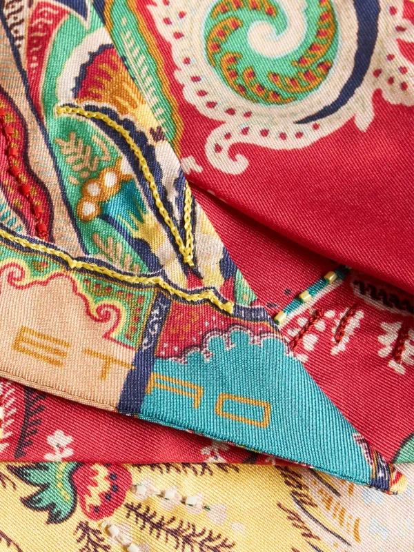 ETRO ビーズフリンジ ペイズリーシルクスカーフ | レッド | FARFETCH JP