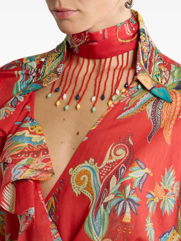 ETRO ビーズフリンジ ペイズリーシルクスカーフ | レッド | FARFETCH JP ETRO ビーズフリンジ ペイズリーシルクスカーフ | レッド | FARFETCH JP