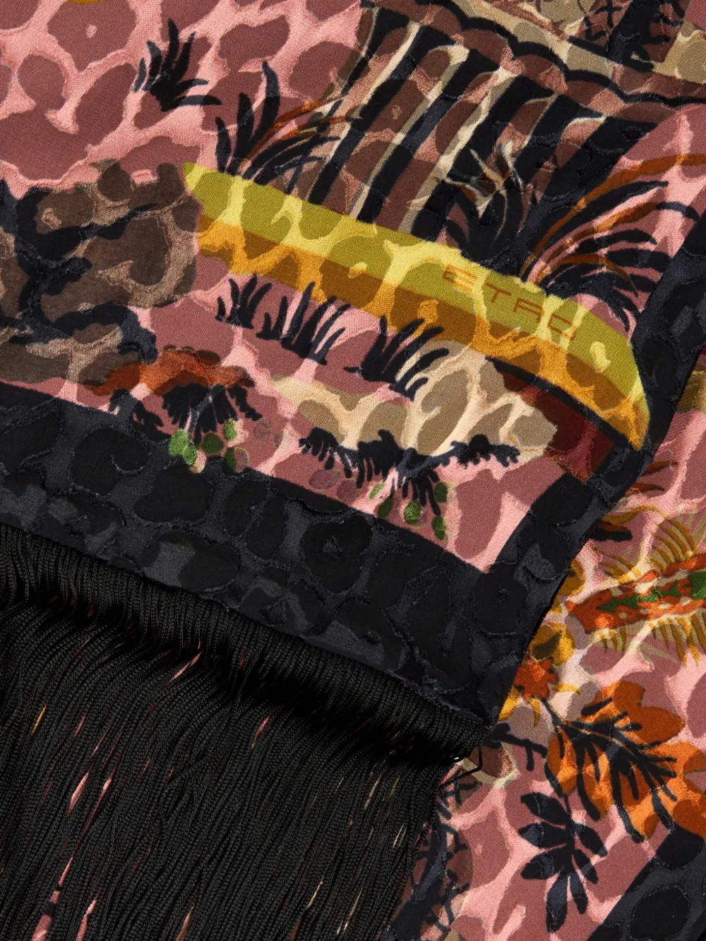 ETRO Fluwelen sjaal met luipaard-print Roze