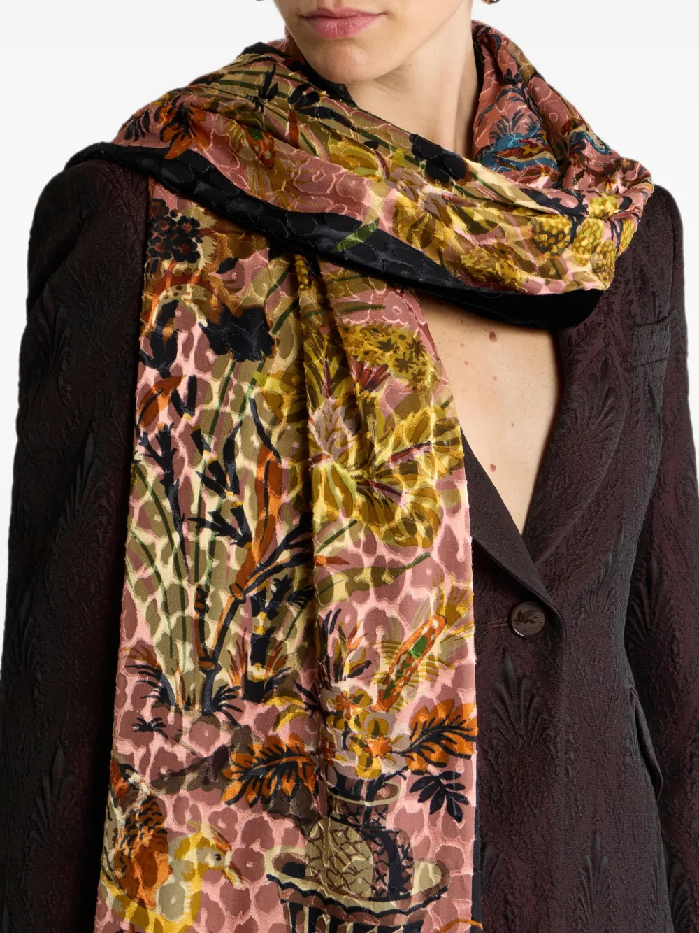 ETRO Fluwelen sjaal met luipaard-print Roze