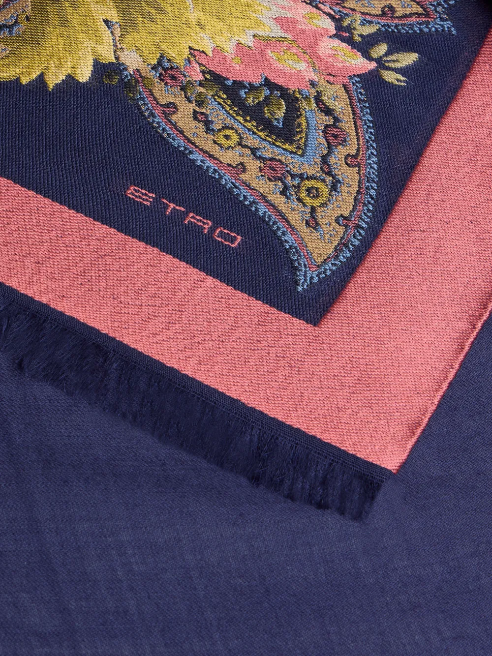 ETRO Sjaal met paisley-print Blauw
