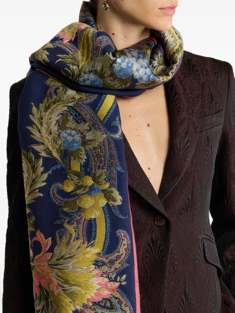 ETRO Sjaal met paisley-print Blauw