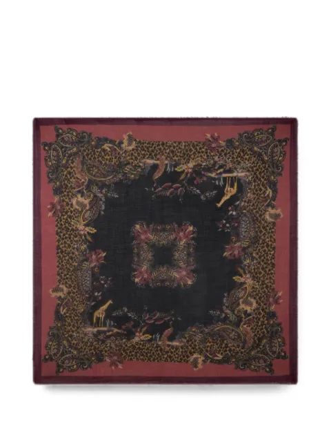 ETRO wool, cashmere and silk shawl with animal and Paisley motif