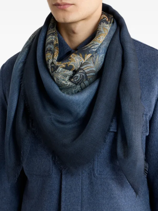 ETRO（エトロ） ペイズリー柄 大判スカーフ ブルー系 大判 ストール