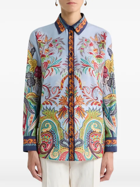 ETRO cotton and silk shirt with placed paisley foliage print