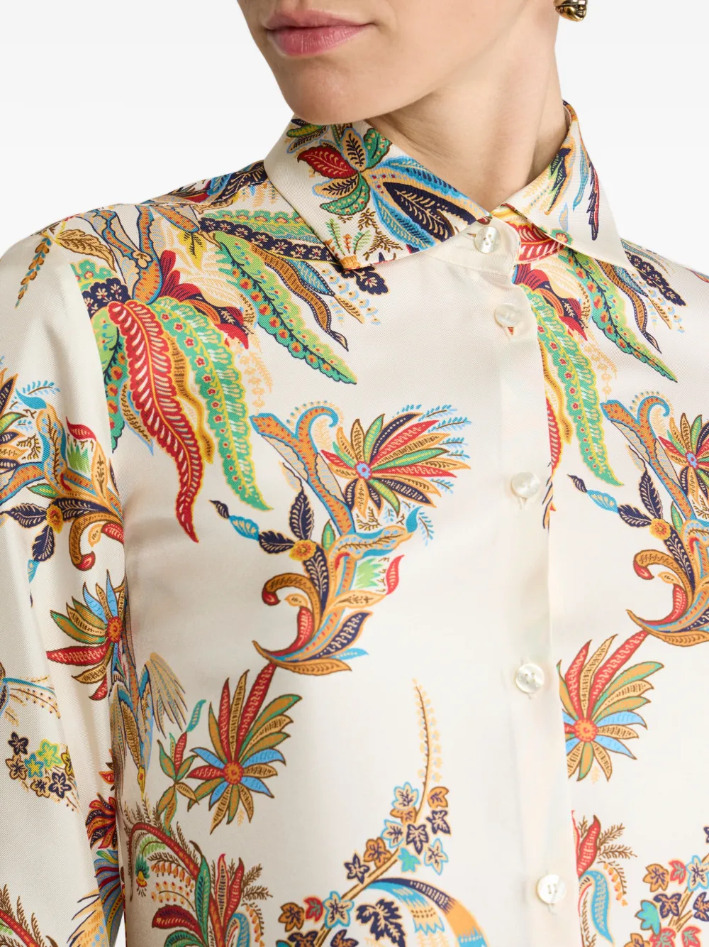 ETRO Zijden twill overhemd met paisley-patroon Beige
