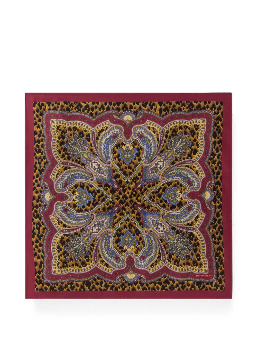 ETRO paisley-print leopard-pattern scarf - Rosso