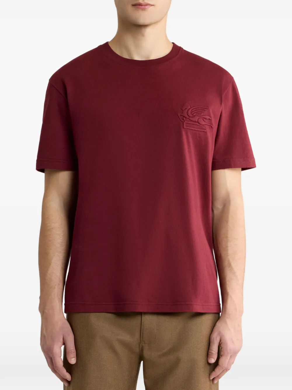 ETRO Jersey katoenen T-shirt met verhoogd Pegaso logo Rood