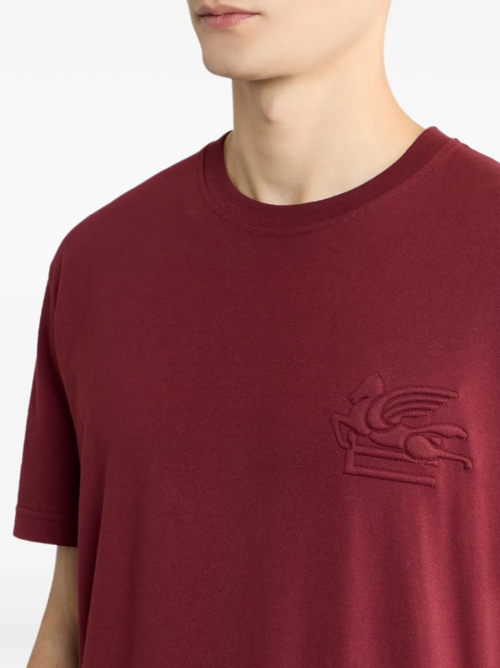 ETRO Jersey katoenen T-shirt met verhoogd Pegaso logo Rood