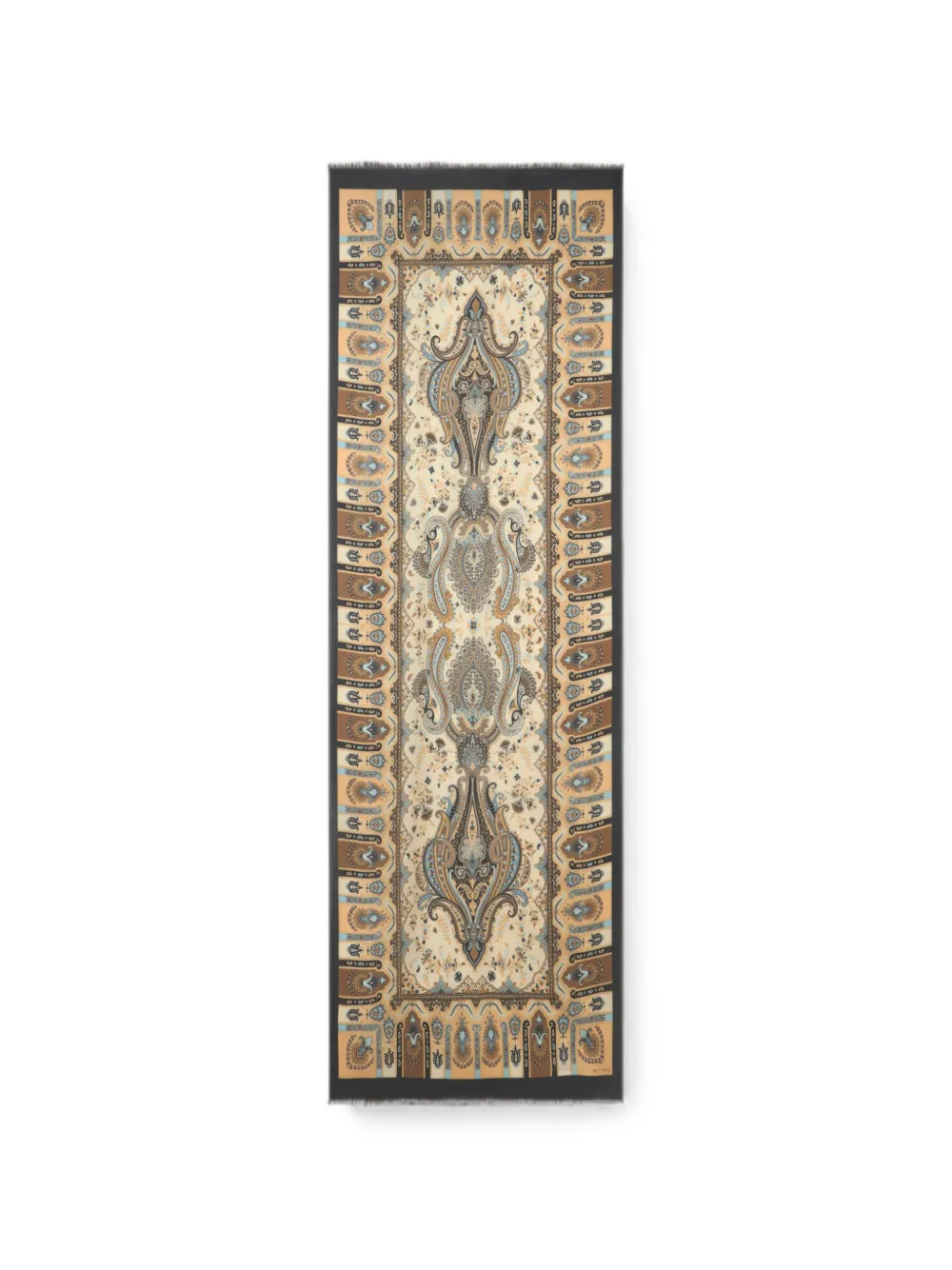 ETRO wool and silk scarf with Paisley motif and floral details - Toni neutri
