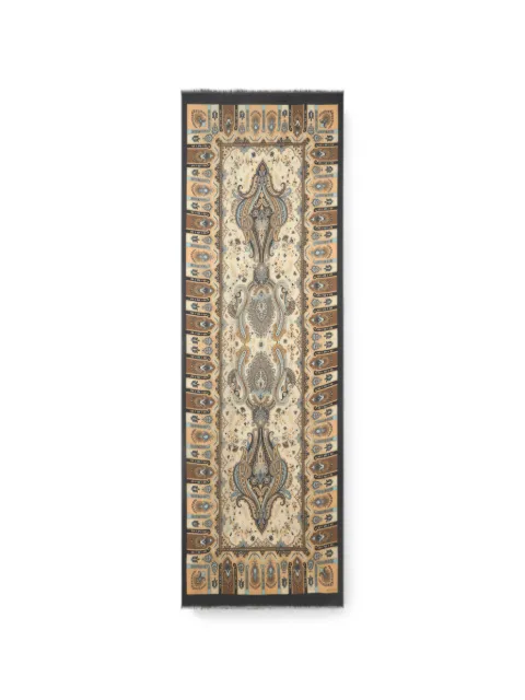ETRO wool and silk scarf with Paisley motif and floral details