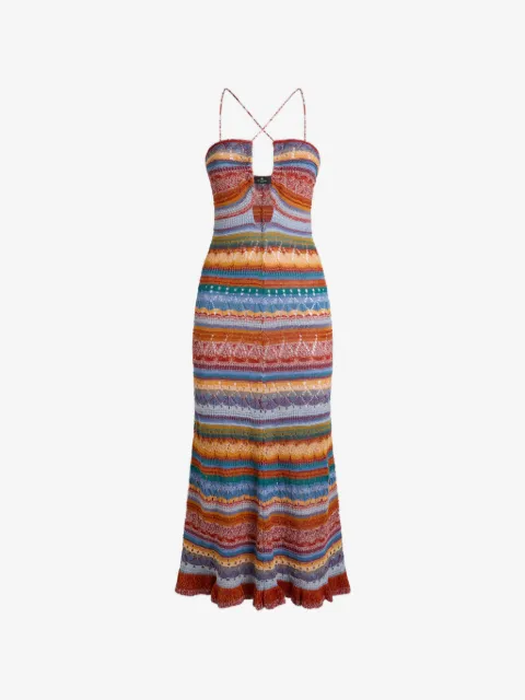 ETRO vestido largo tejido con motivo de rayas