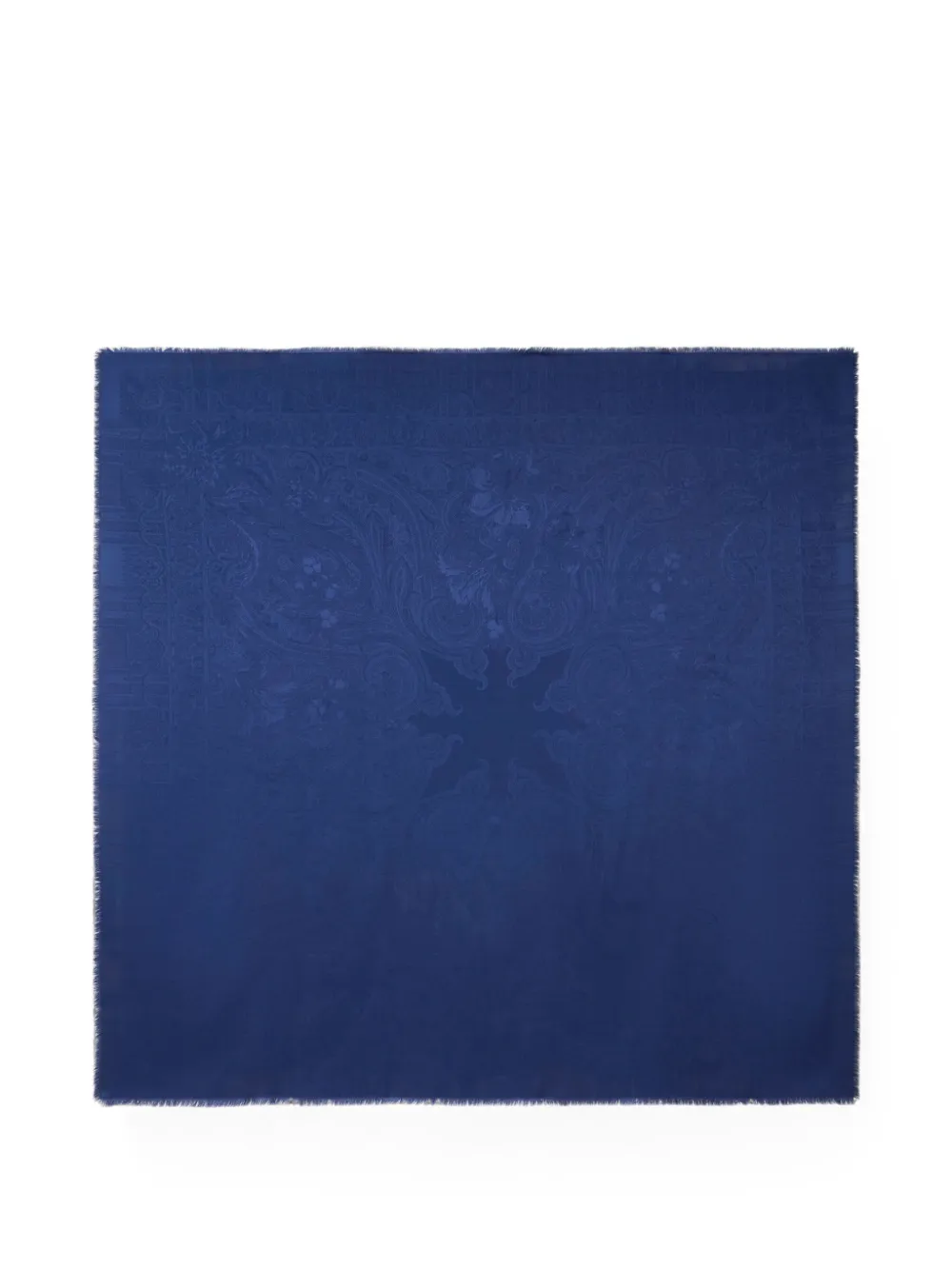 Etro Floral Paisley-motif Silk & Wool Jacquard Shawl In ブルー