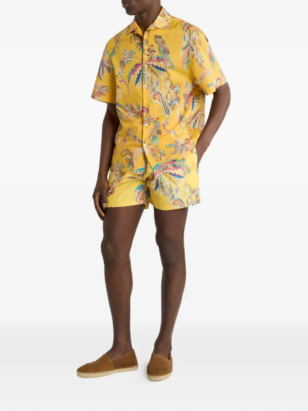 ETRO Overhemd met papegaaiprint en palmboom Geel