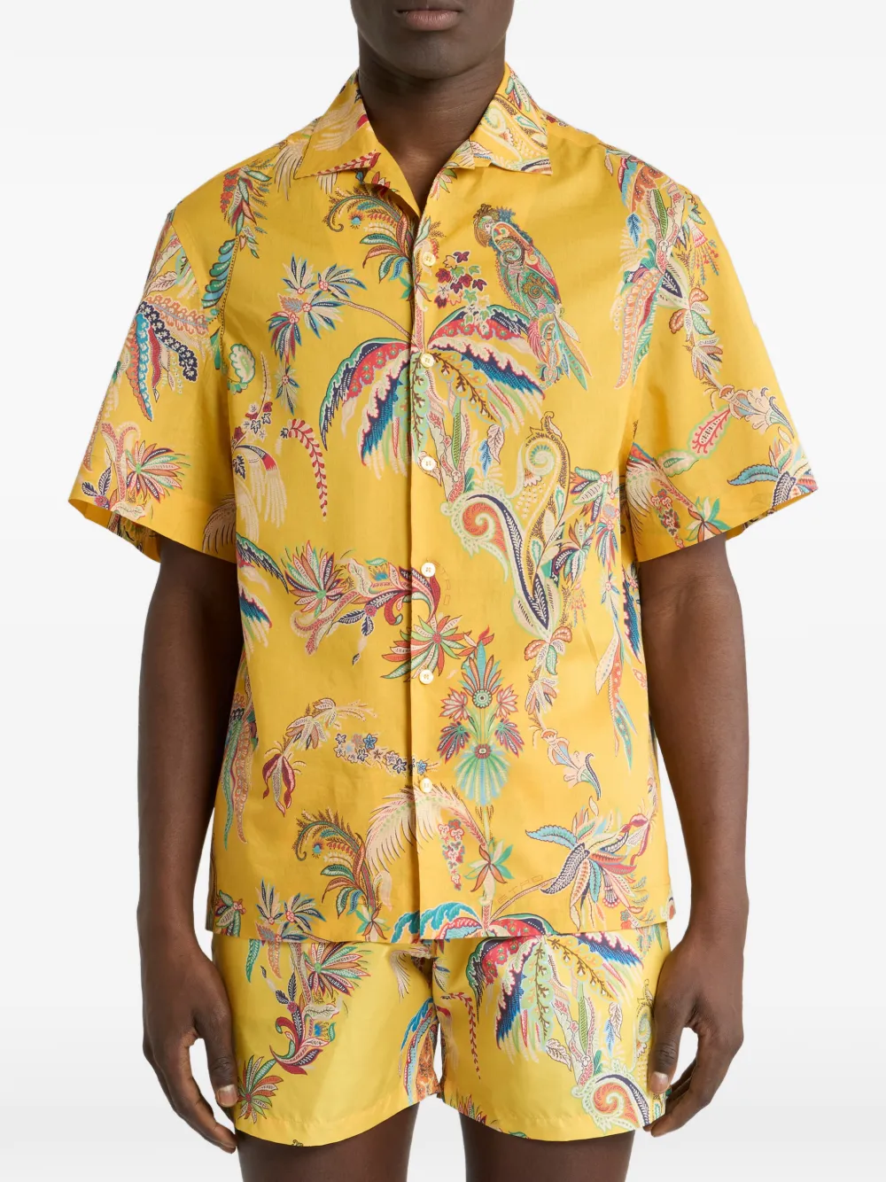 ETRO Overhemd met papegaaiprint en palmboom Geel
