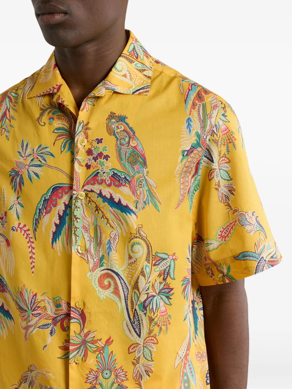 ETRO Overhemd met papegaaiprint en palmboom Geel