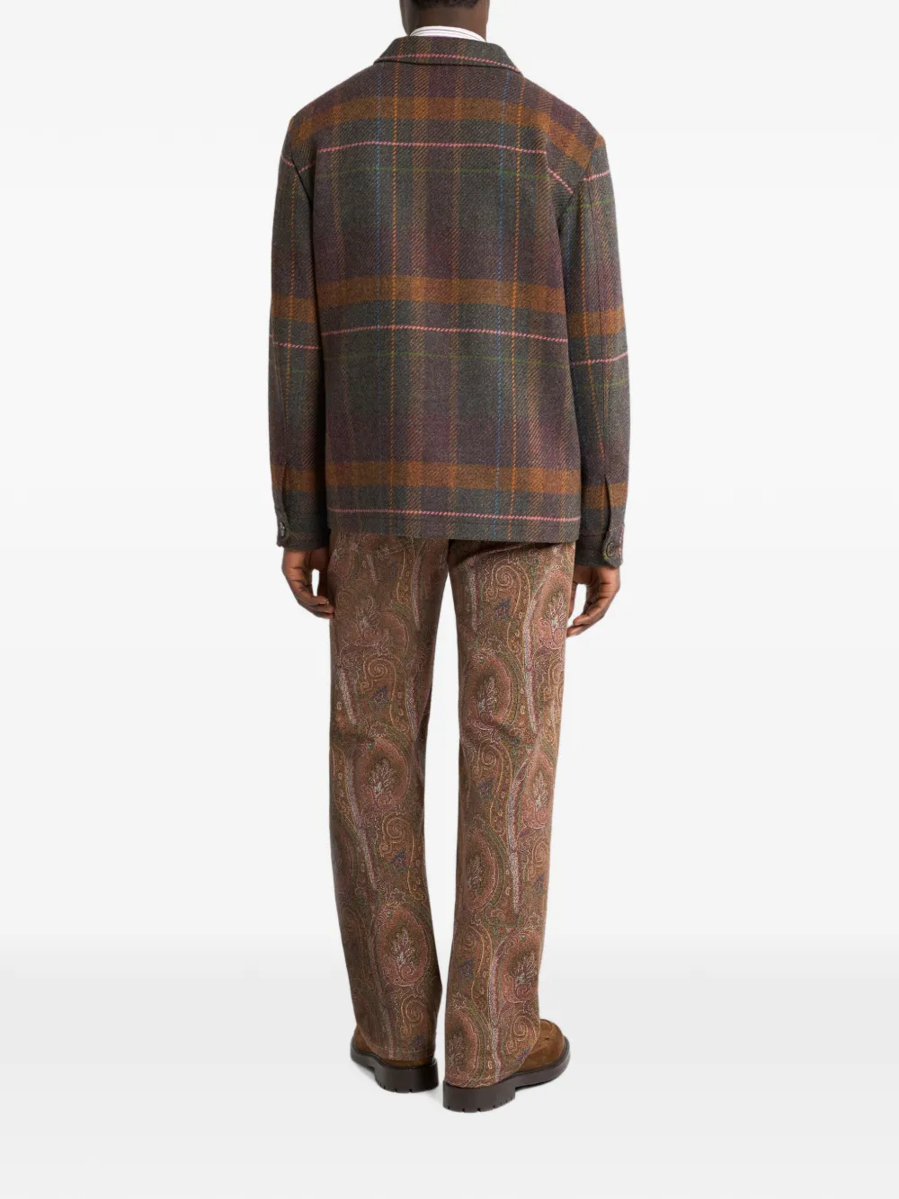 ETRO Madras shirtjack van wol en kasjmier Bruin