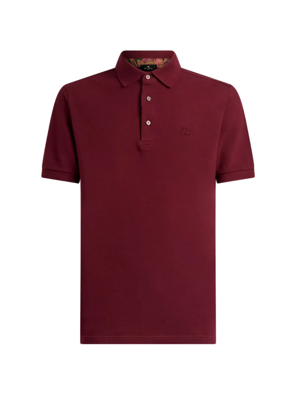 ETRO plain-colored cotton polo shirt with printed details - Rot