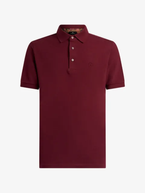 ETRO plain-colored cotton polo shirt with printed details