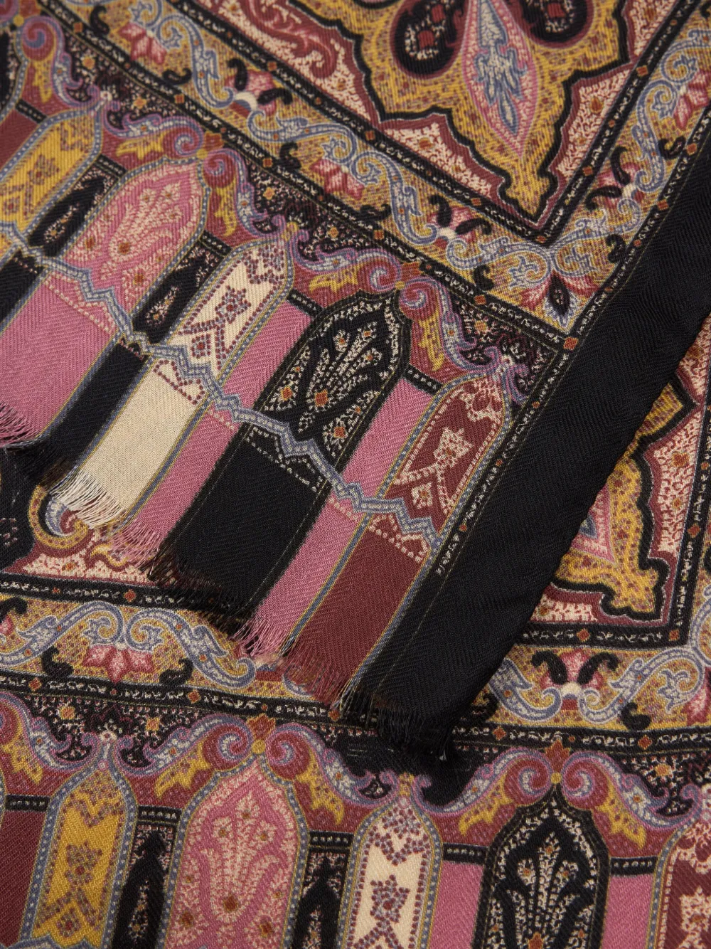 ETRO Sjaal met paisley-patroon van kasjmier zijde en wol Zwart