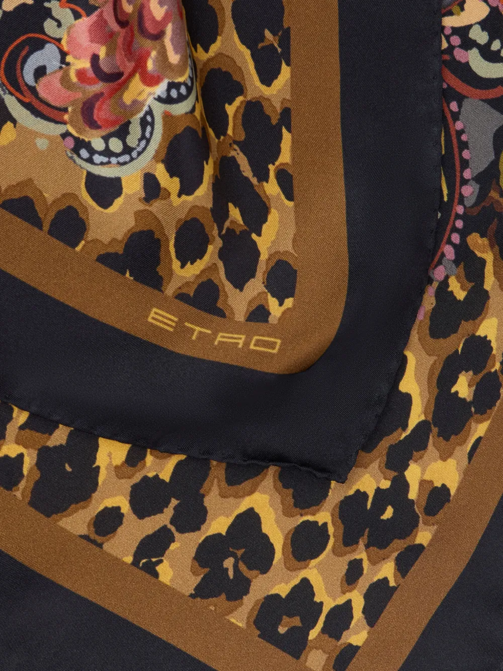 ETRO Sjaal met luipaard-print en paisley-print Zwart