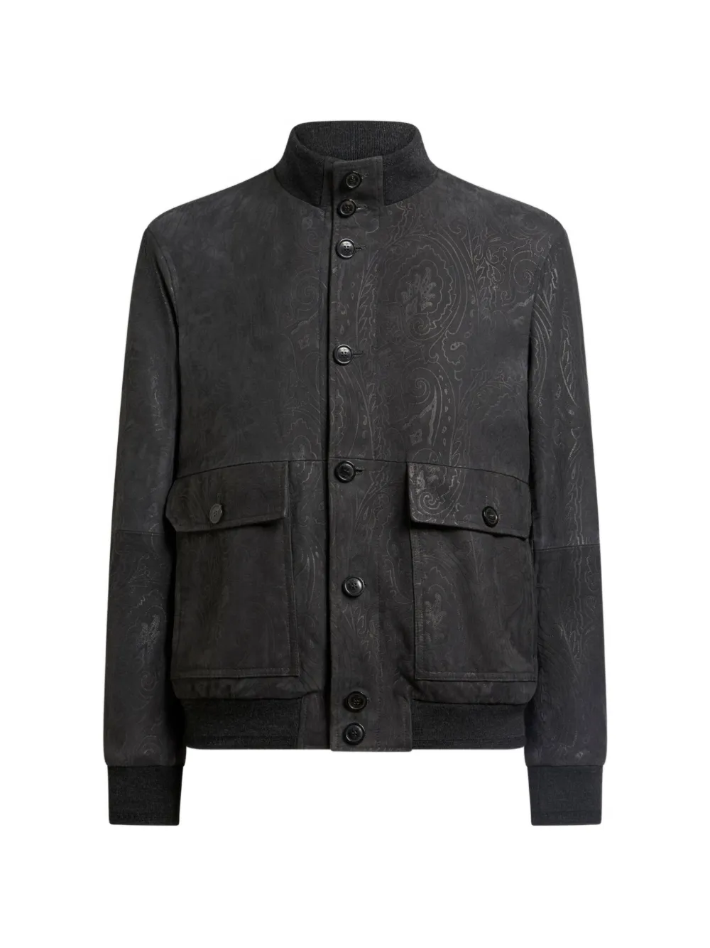 ETRO Arnica paisley-print suede bomber jacket - Nero