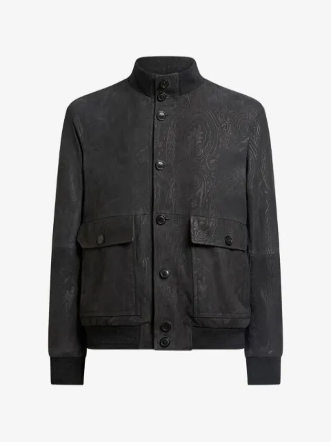 ETRO Arnica paisley-print suede bomber jacket