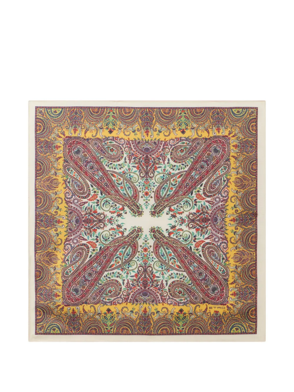 ETRO paisley-print silk pocket square scarf - Giallo