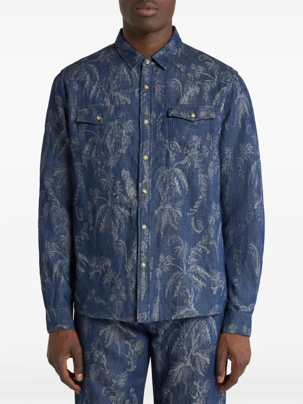 ETRO Overhemd met jacquard-patroon Blauw