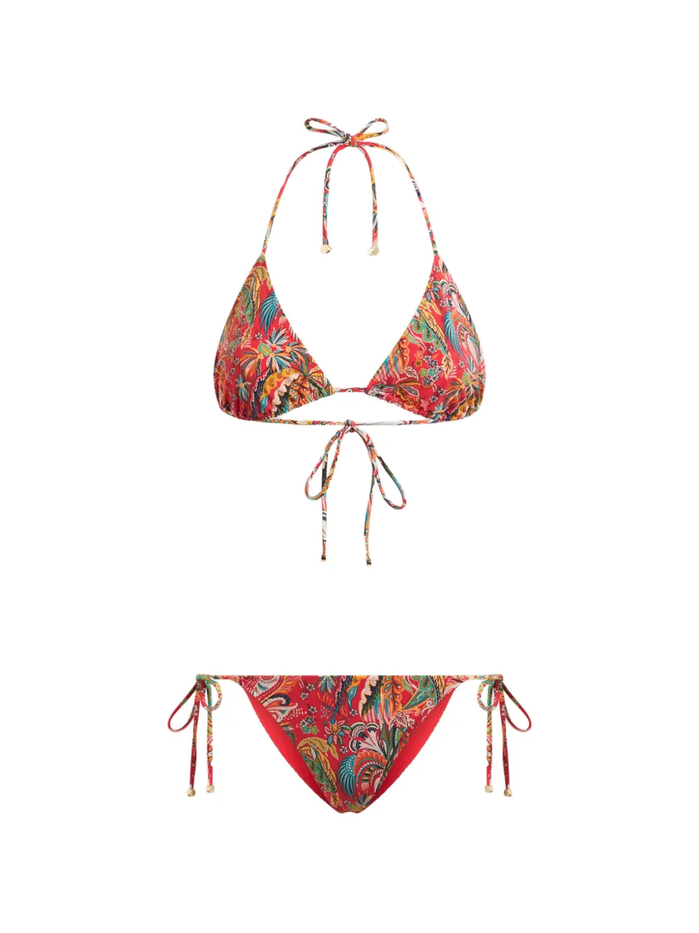 ETRO paisley-print foliage-motif bikini - Rosso