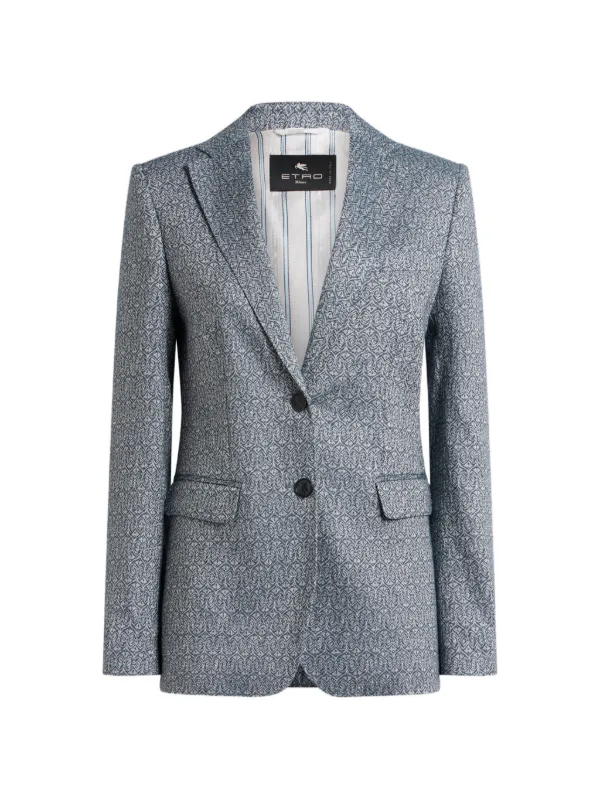 Etro Jacquard Single-breasted Jacket in Blue