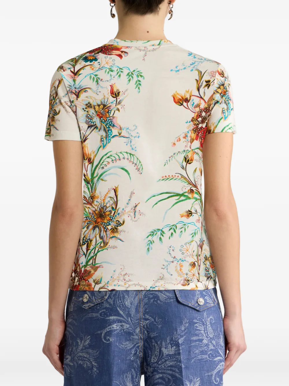 ETRO Katoenen T-shirt met bloemenpatroon Beige