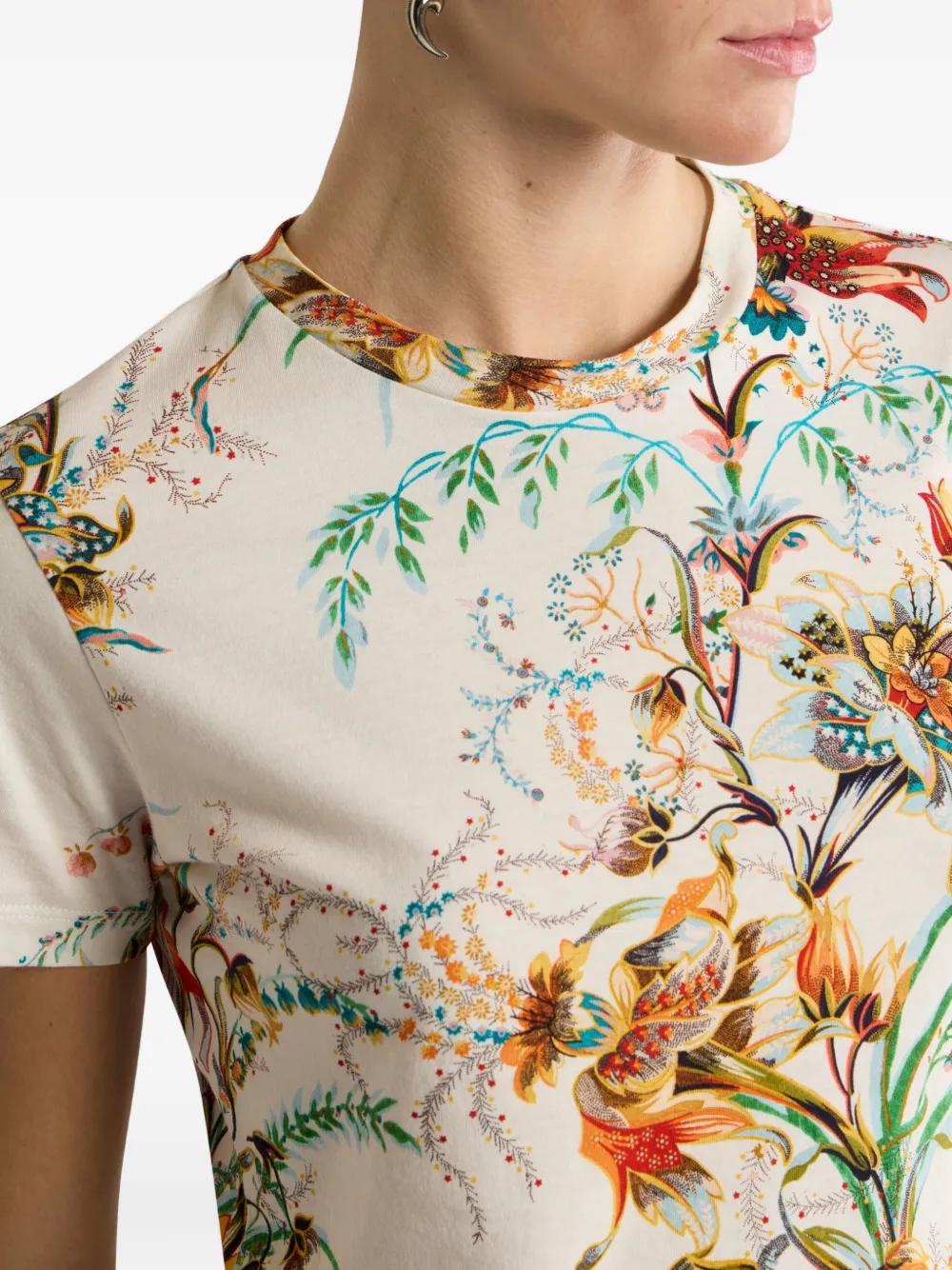 ETRO Katoenen T-shirt met bloemenpatroon Beige