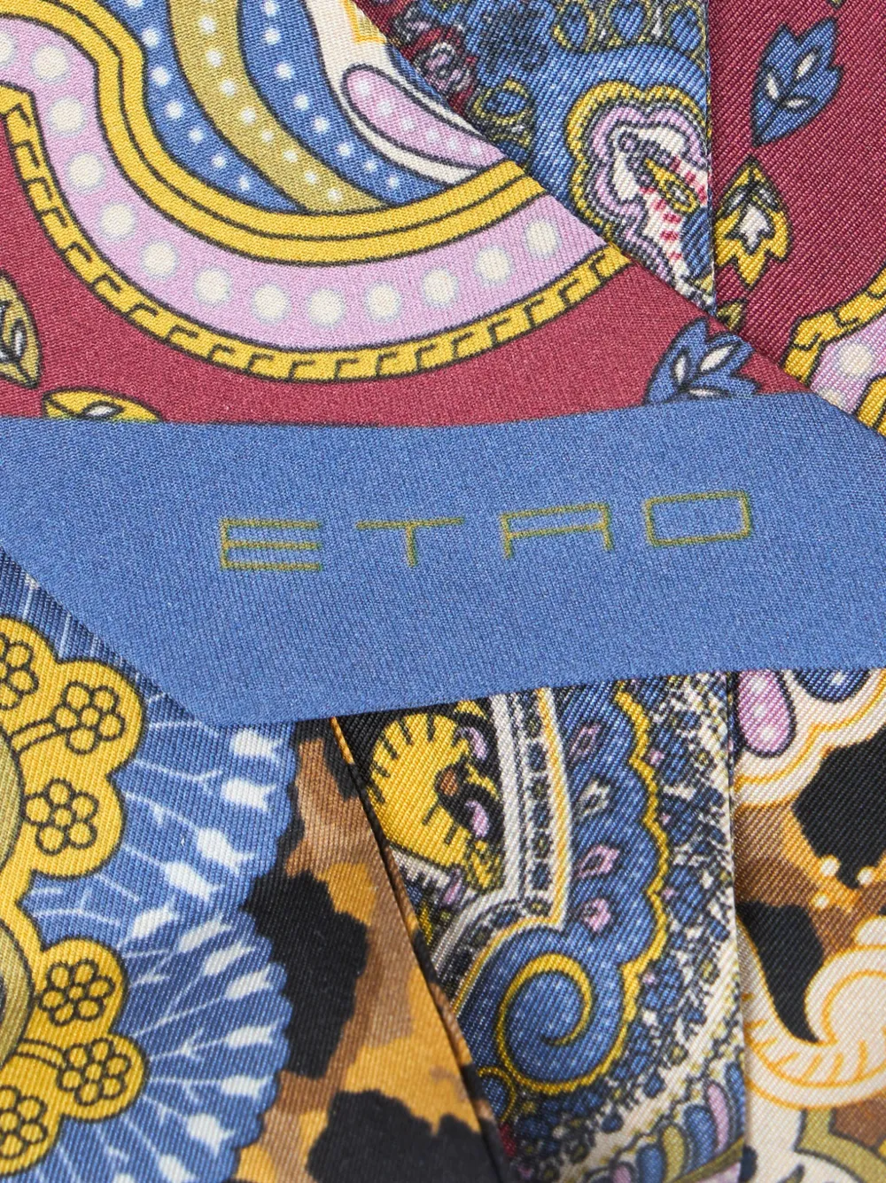 ETRO Zijden twill paisleyina met luipaard- en bloemen-print Blauw