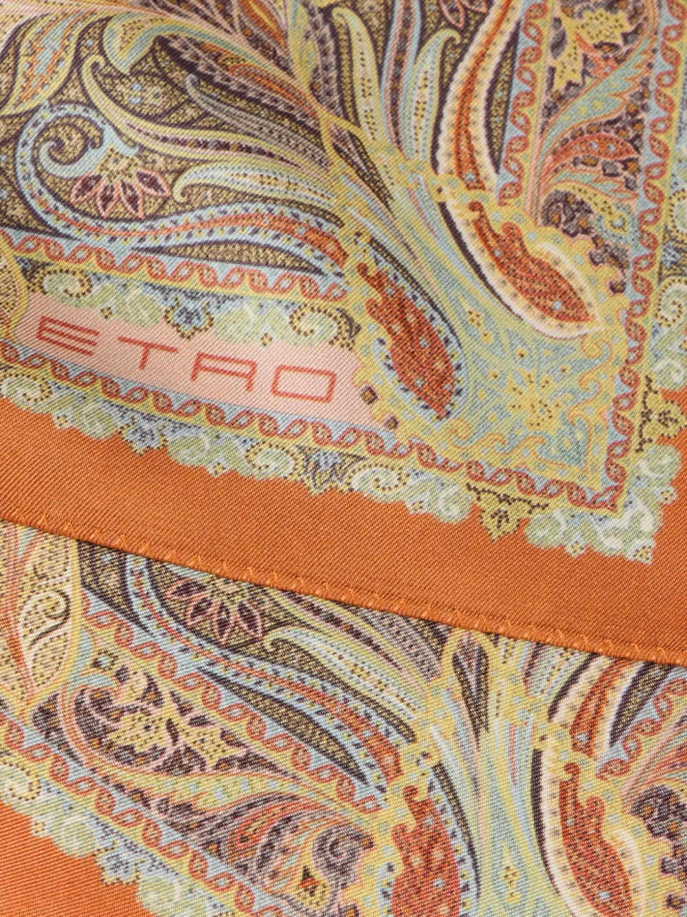 ETRO Zijden pochet met bloemenpaisley-patroon Oranje