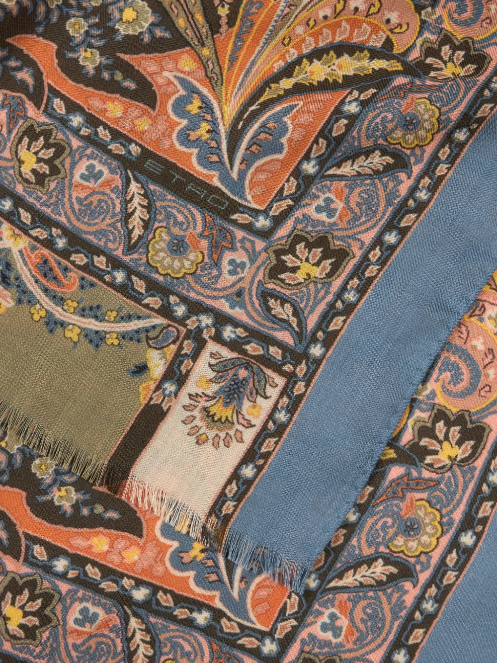 ETRO Kasjmier en zijden sjaal met paisley-print Blauw