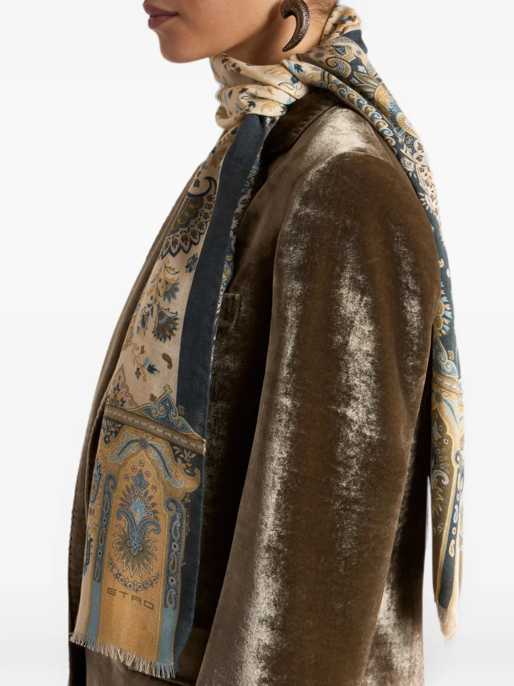 ETRO Modal en kasjmier sjaal met paisley-patroon Beige