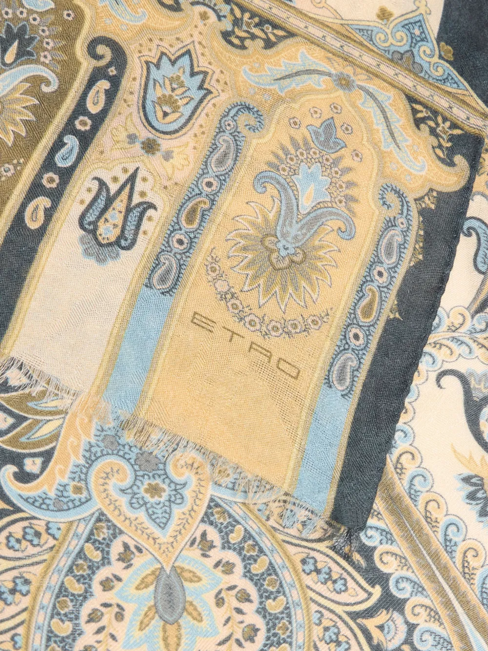 ETRO Modal en kasjmier sjaal met paisley-patroon Beige