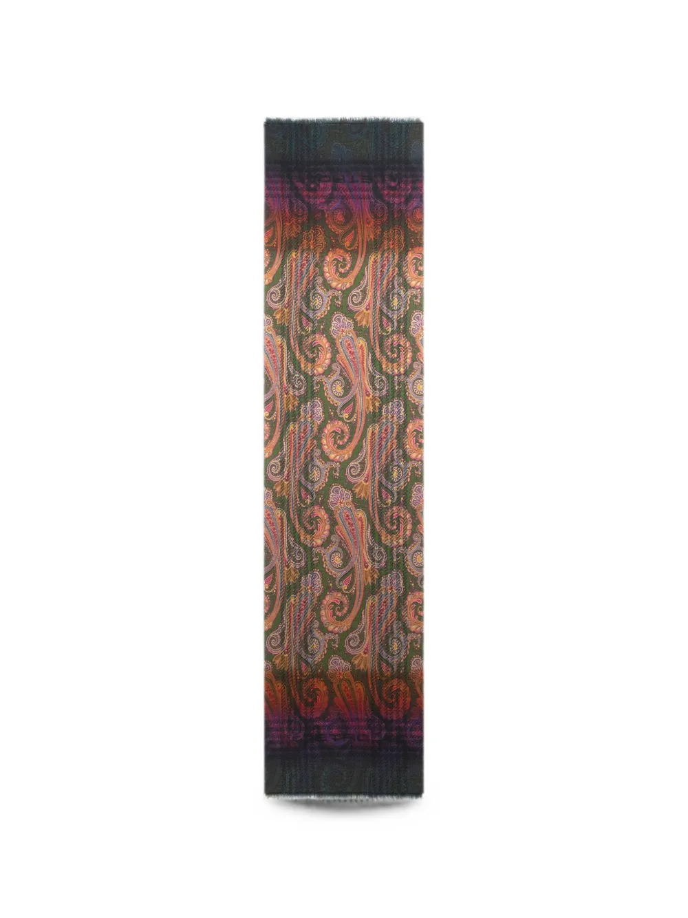 ETRO wool jacquard scarf with check print and faded paisley-motif - Verde