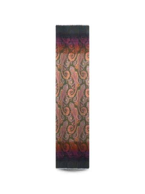 ETRO Echarpe de jacquard em lã com estampa xadrez e motivo paisley desbotado
