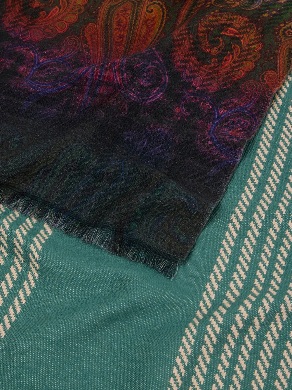 ETRO Wollen sjaal met geruite print en vervaagd paisley-patroon Groen