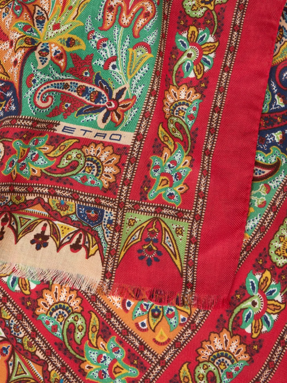 ETRO Kasjmier sjaal met paisley-print en franjes Rood