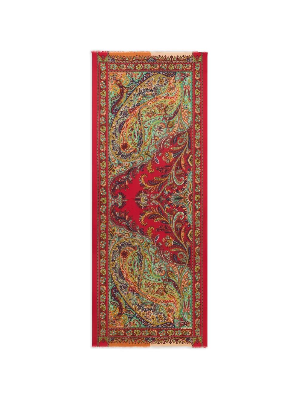ETRO paisley-print fringed cashmere scarf - Red