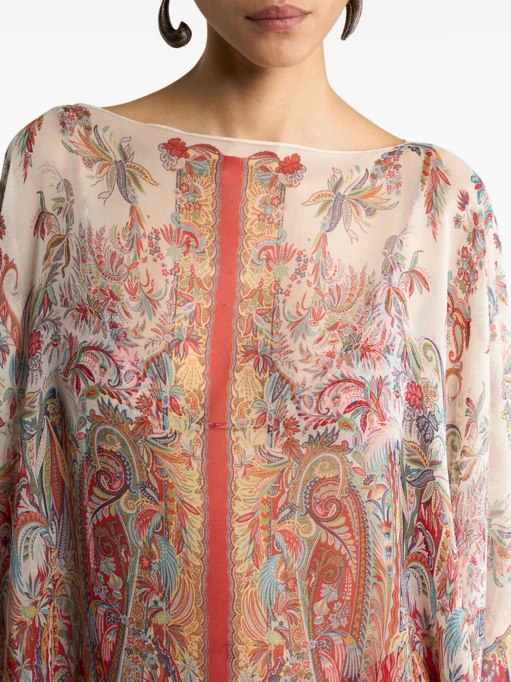 ETRO Zijden poncho met paisley-print Beige