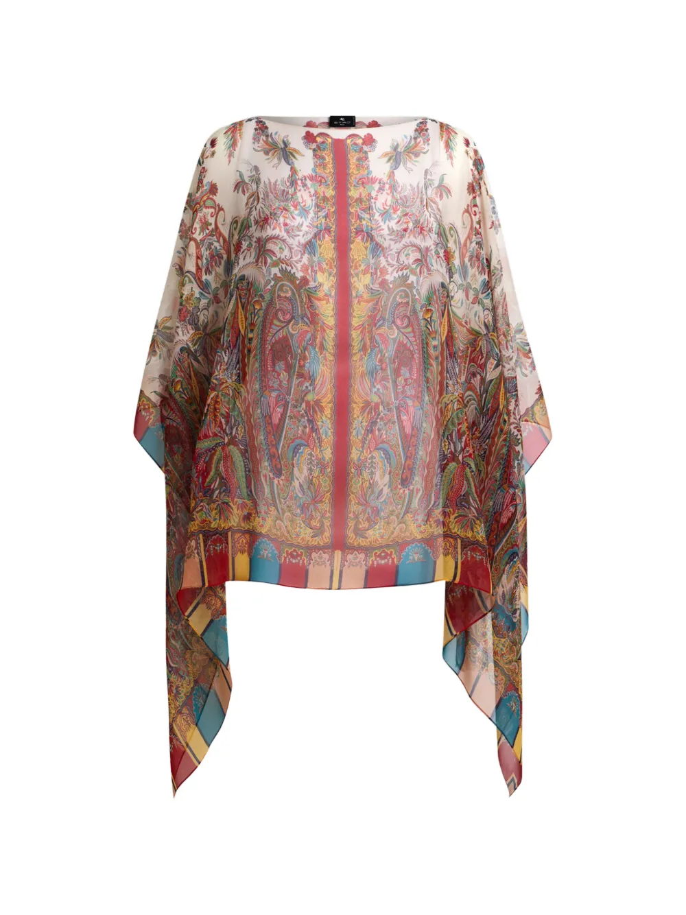 ETRO paisley-motif silk poncho - Nude